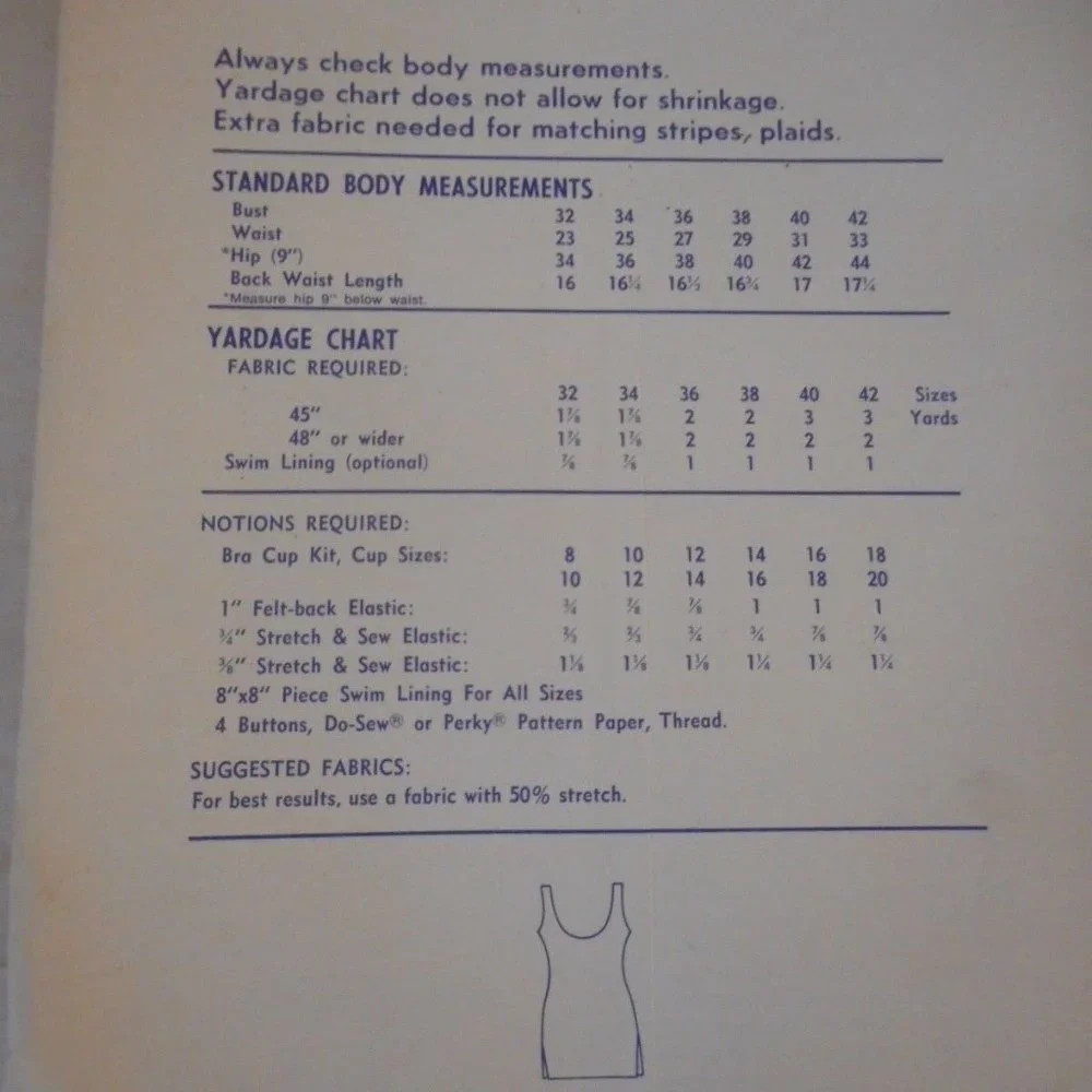 Vtg 1970s knit swim suit pattern